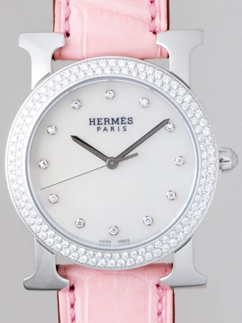 エルメス Hウォッチ コピー HERMES HR1.530.284/MRP1 ラロンド ベゼルダイヤ レディース ホワイト